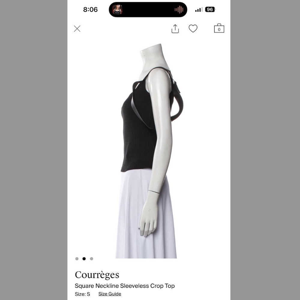 Courreges Leather Strap Tank Top Size S - Picture 2 of 10